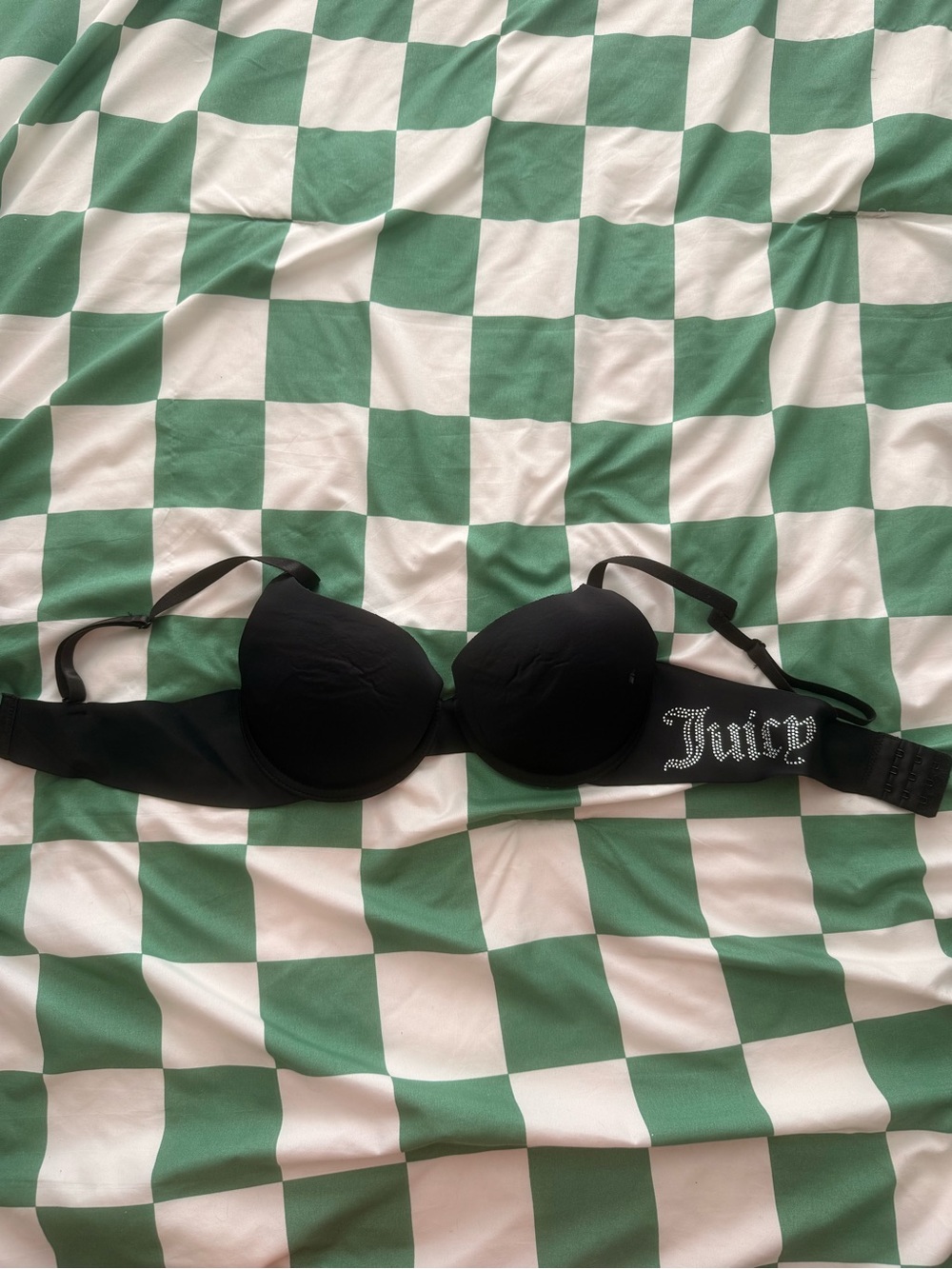 Juicy Couture Black Rhinestone Logo Push-Up Bra